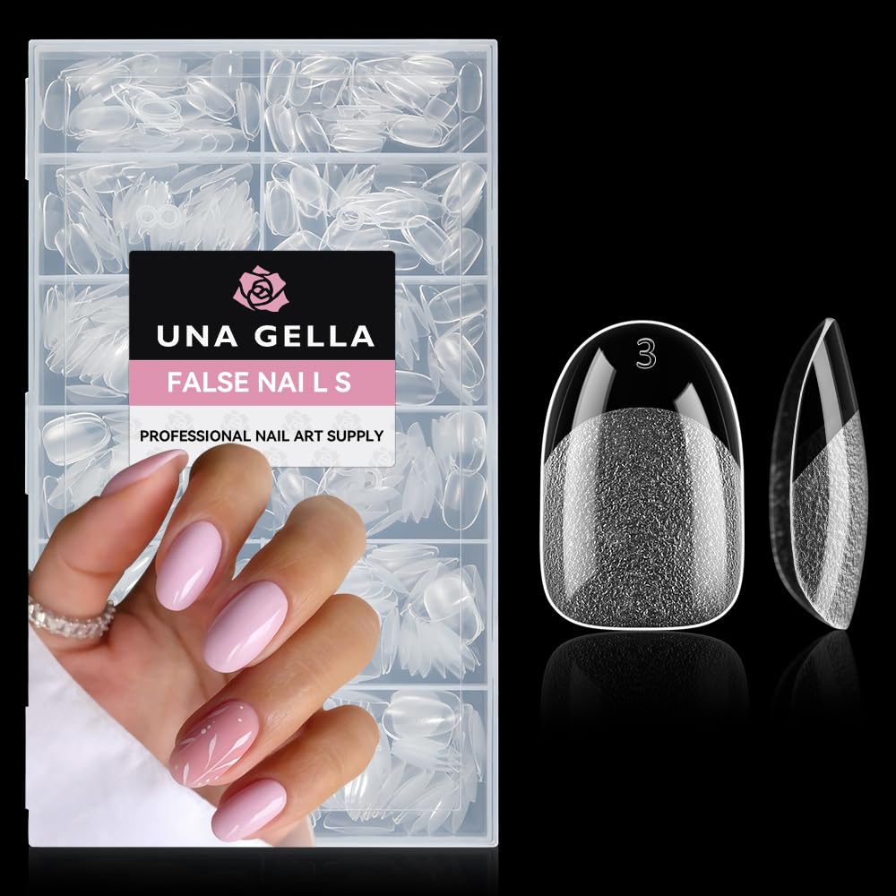 UNA GELLA Oval Round Nail Tips Half Matte 504pcs Short Oval Round Gel Nail Tips Easily Nail Extension for False Fake Acrylic Press On Nails, 12 Sizes Short Gelly Tips-Velvo Beauty