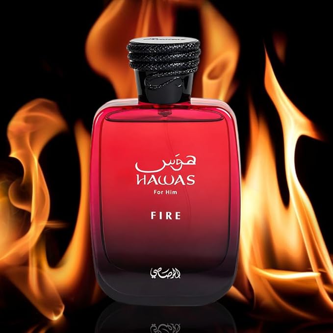 RASASI Hawas Fire Eau De Parfum Men Spray 100ML(3.4 Oz) - Bold Arabian Perfume For Men With A Fiery Essence - Indulge In A Luxurious, Long Lasting Perfume That Captures Masculine Elegance And Strength-Velvo Beauty