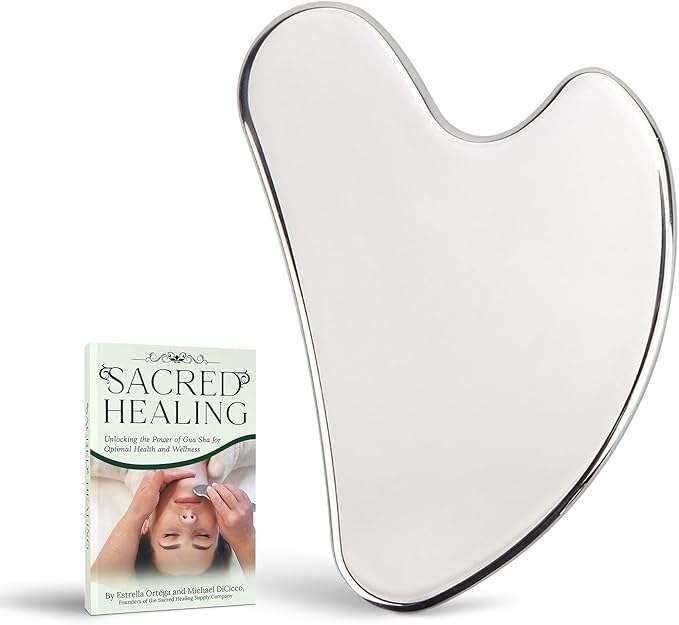 Sacred Healing Premium Stainless Steel Gua Sha Facial Tool – Enhance Beauty, Anti-Aging, Pain Relief, Lymphatic Drainage – Ideal for Home and Professional Use- Metal Gua Sha-Velvo Beauty