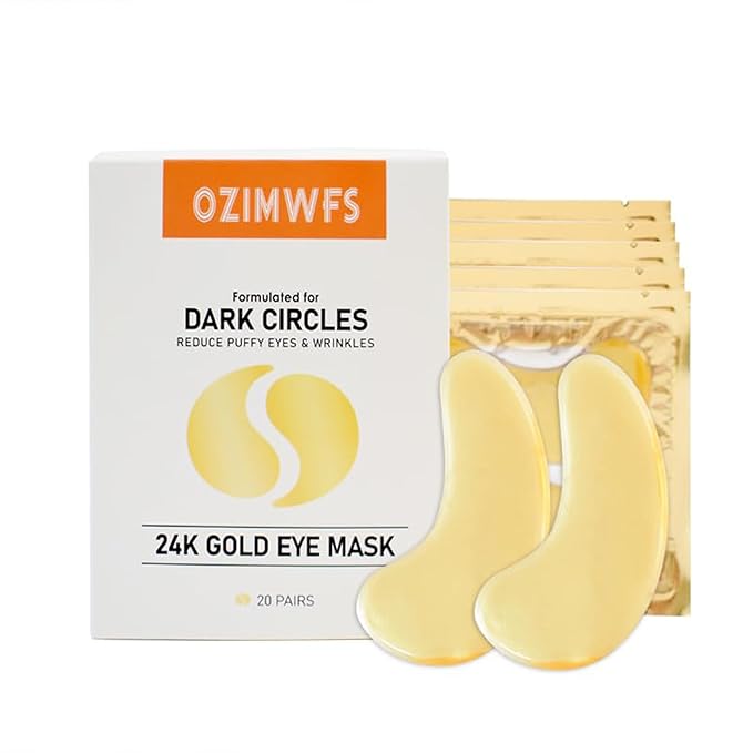 Organic 24K Gold Eye Mask with Collagen. Treatments reduce Puffy Eyes and Dark Circles Reduce Wrinkles and Fine lines-Velvo Beauty