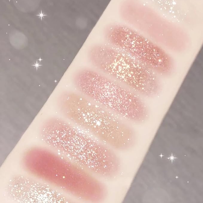 Erinde 9 Colors Eyeshadow Palette, Matte Shimmer Glitter Eye Shadow Palette Makeup, Highly Pigmented Long Lasting Waterproof, Natural Neutral Nude Eyeshadow Makeup Pallet, Sunset Glow-Velvo Beauty