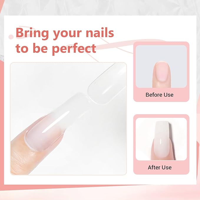 JEWHITENY Poly Nail Gel Set Clear Pink White Poly Extension Gel With Base Coat Top Coat Slip Solution French Manicure Need U V Lamp Curing for Finger Art and Home DIY-Velvo Beauty