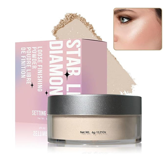 Oil Control Loose Powder Makeup Translucent Setting Powder Shimmer Long Lasting Lightweight Polvo Traslucido Maquillaje Para Mujer Face Powder Makeup - 01 White Shimmer-Velvo Beauty