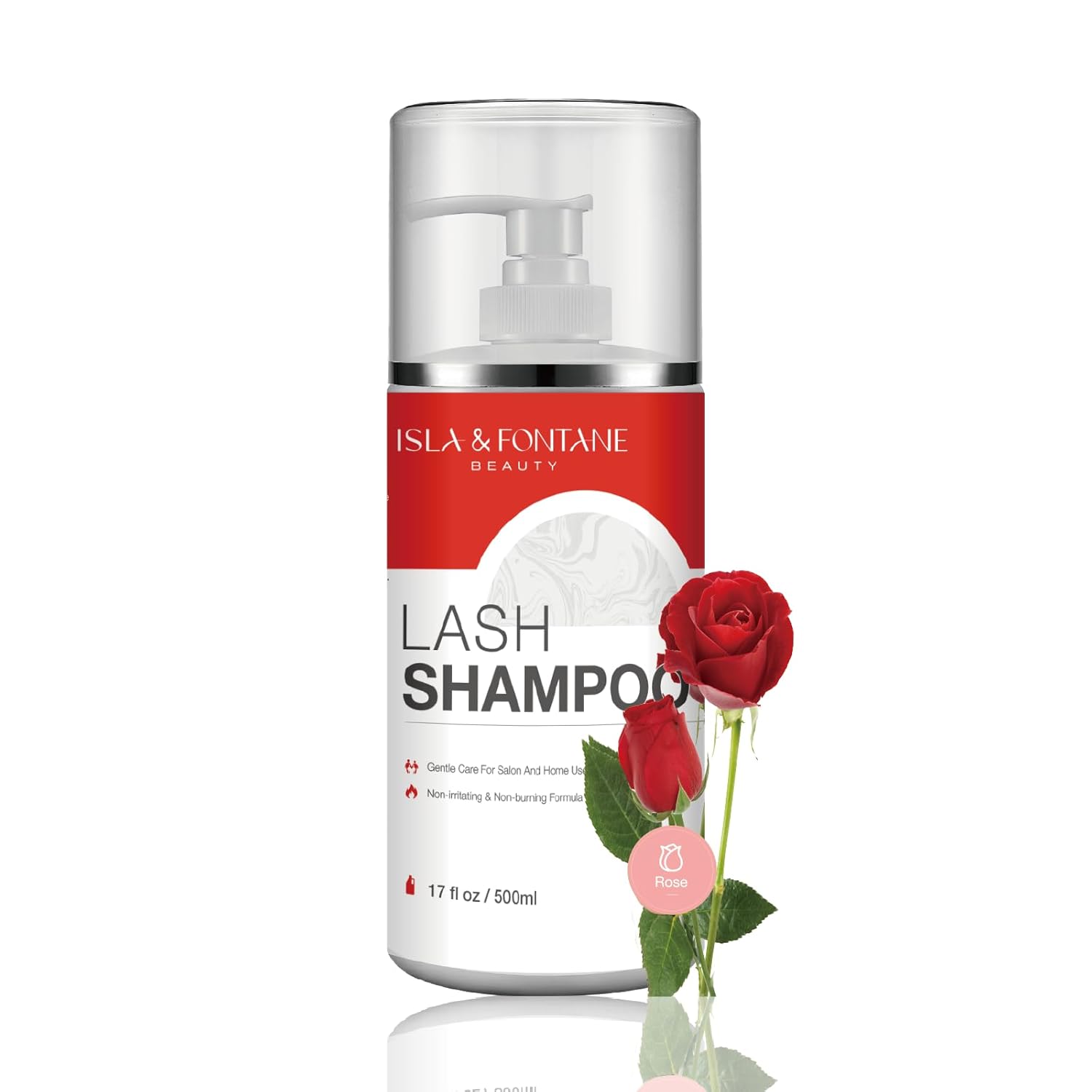 ISLA & FONTANE Lash Shampoo Bulk – Multi-Scent Series – 17 fl oz / 500ml | Gentle Eyelash Cleanser for Lash Extensions | Non-Irritating | Professional Lash Bath Foam For Salon And Home Use (Rose)-Velvo Beauty