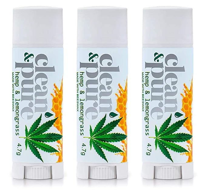 Lip Balm 3-Pack (Hemp & Lemongrass) | Lip Care Set With 100% All Natural Beeswax and Vitamin E Oil | Flavored Lip Balm for Dry, Chapped Lips | Made in Australia-Velvo Beauty