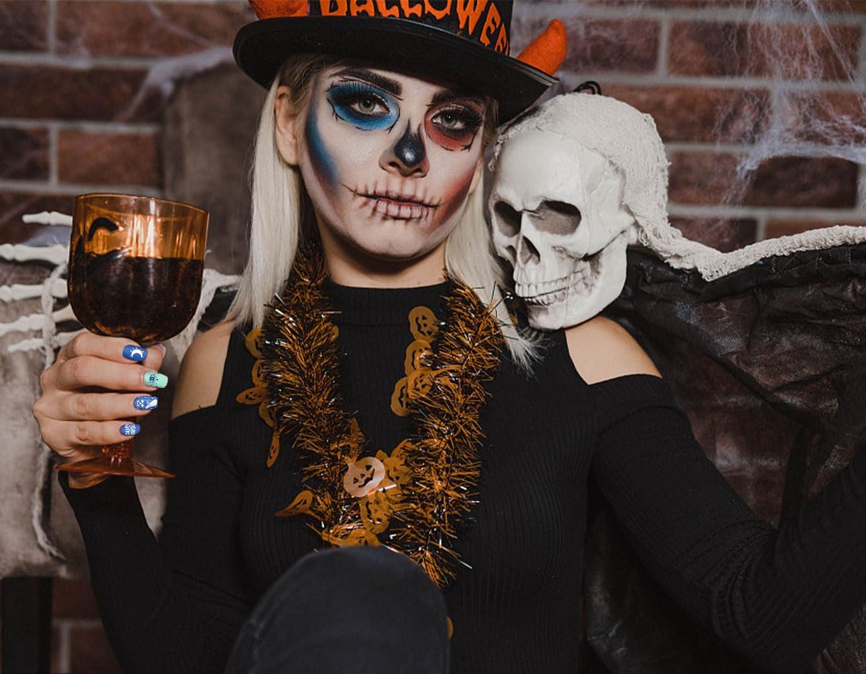 ALIBBON 6 Pcs Halloween Nail Stamping Plates Set, Ghost Pumpkin Background Nail Art Stamp Templates, Cat Spider Web Stamp Templates Kit, Castle Grave Metal Nail Plates for DIY Printing Decor-Velvo Beauty