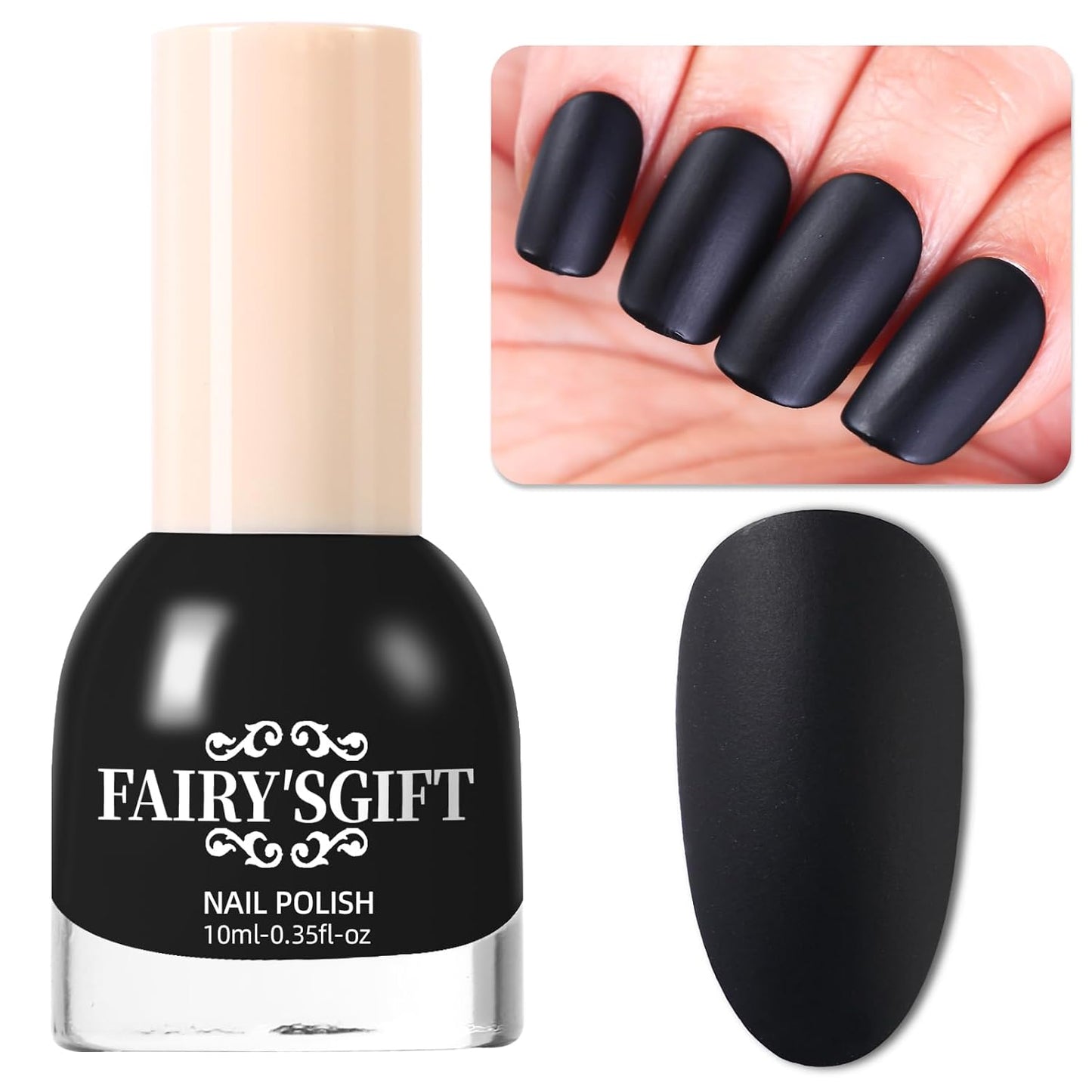 Matte Nail Polish Air Dry Nail Lacquer for Nail Art Varnish, Mist Effect Matte Finish Velvet Nail Polish, 0.35 fl oz (Piano Black-09, 10 ML)-Velvo Beauty