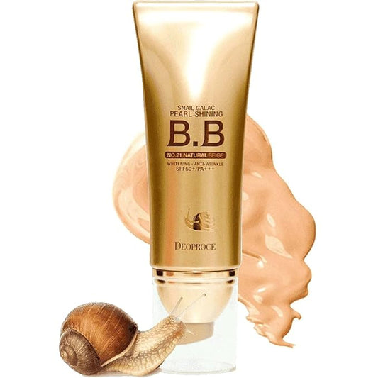 Deoproce Snail Galac Pearl Shining BB Cream SPF50+/PA+++ Skin Tone Correction, Blemish Covering, UVA/UVB Block reduction in appearance of fine lines (#23 Sand Beige)-Velvo Beauty