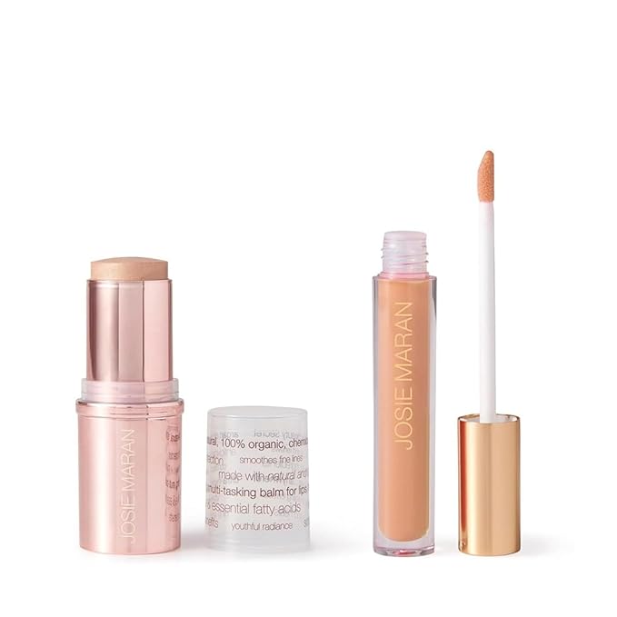 Josie Maran Color Stick & Lip Gloss Makeup Set - Argan Oil-Based Makeup Balm for Lips, Cheeks & Eyes + Hyaluronic Acid Infused Plumping Lip Gloss (2 Piece Set)-Velvo Beauty