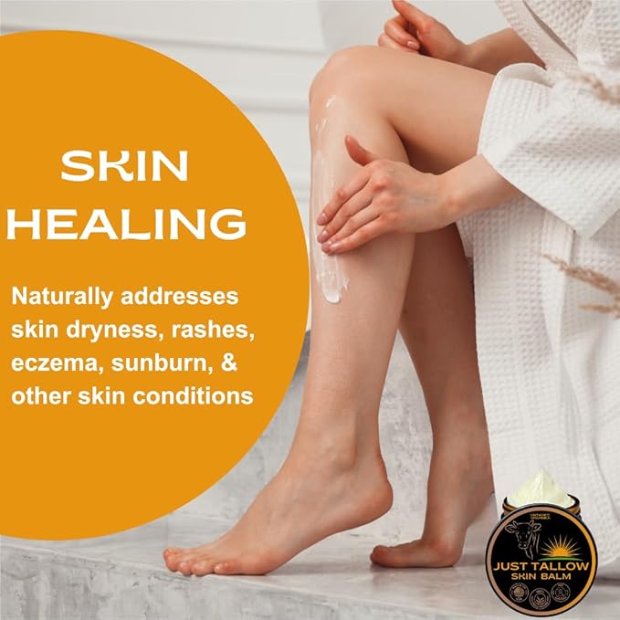 Untamed Organics Just Tallow 100% Grass-Fed Grass-Finished Beef Tallow Balm For Skin Care - Full Body & Face Moisturizer For Sensitive Skin, Eczema - All-Purpose Pure Tallow Cream (Unscented) 2 oz-Velvo Beauty