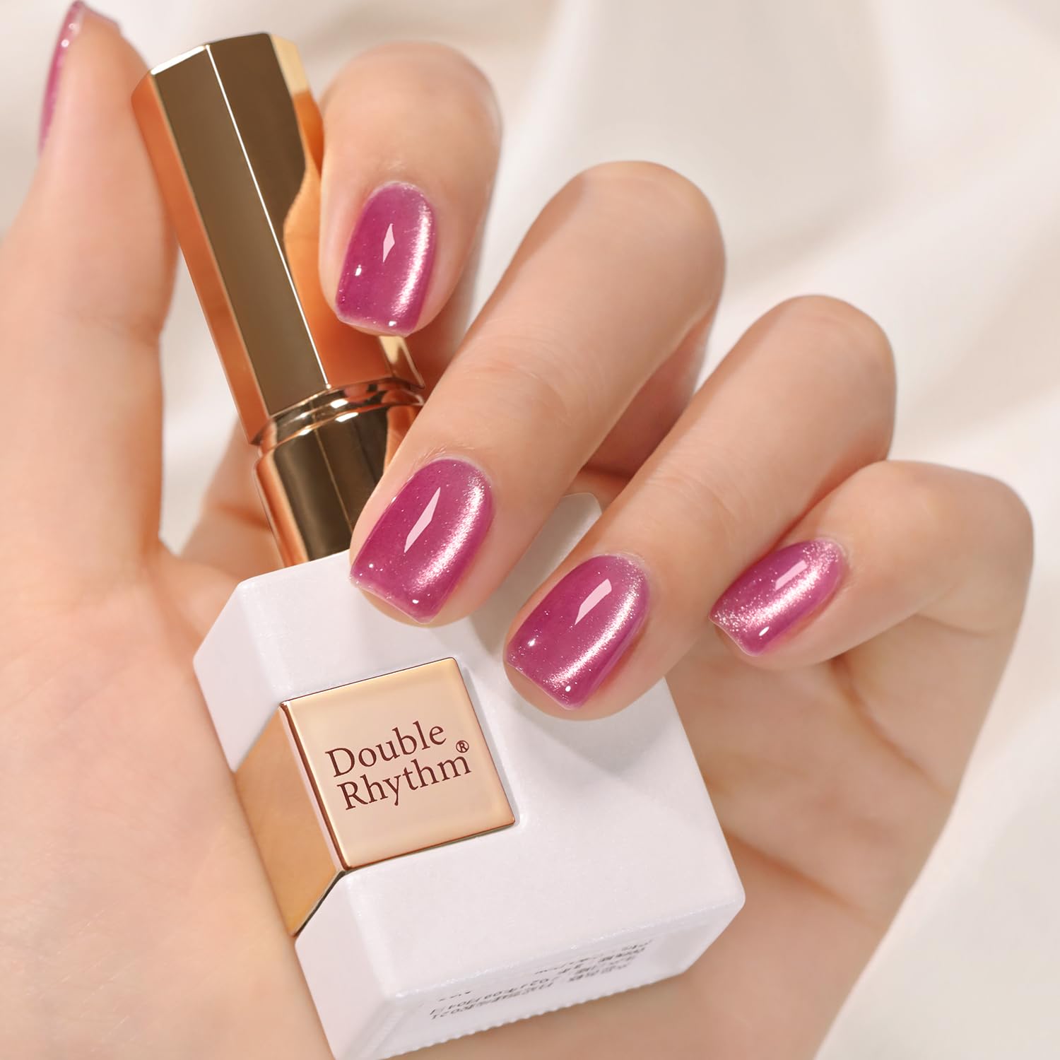 Double Rhythm Cat Eye Gel Polish with Magnet 15ML Holographic Glitter Shimmer Translucent Sheer Color Jelly Glass Magnetic Gel Polish Salon DIY at Home (Purple Pink-MC1043)-Velvo Beauty