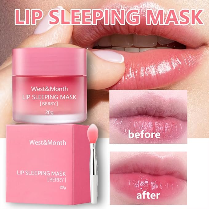 Lip Sleeping Mask,Night Repair Lip Mask,Hydrating & Prevention Dry and Cracked Lip Scrubs Exfoliator,Vitamin E Moisturizing Exfoliating Fade Lip Lines Lip Balm Jelly Lip Mask Lip (1 PCS)-Velvo Beauty