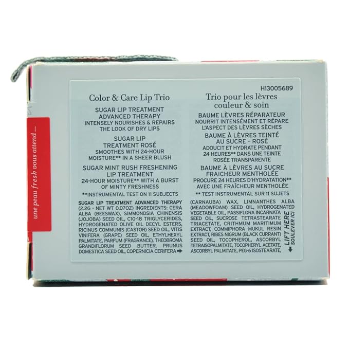 Fresh Color & Care Sugar Lip Set: Sugar Mint Rush Freshening, Rose Tinted Lip Treatment, and Advanced Therapy-Velvo Beauty