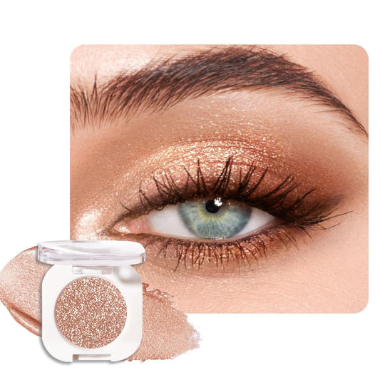Light Brown Glitter Eyeshadow Palette for Women, Single Monochrome Eye Shadow Makeup, Shiny Pressed Powder, Blendable Natural sombras para ojos, Holographic,Vegan,Travel -9-Velvo Beauty