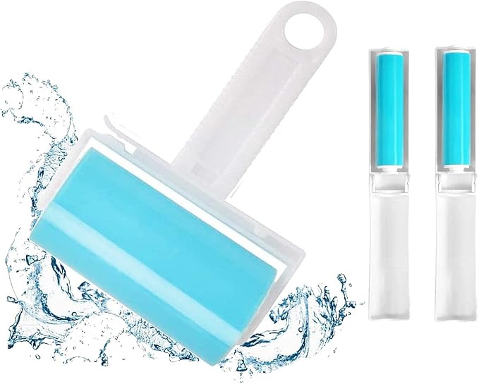 Sticky Lint Roller 3 Pack, Reusable Washable Lint Roller Pet Hair Remover Include Large and Small Size Cleaner for Clothes, Pet Hairs, Carseats-Velvo Beauty