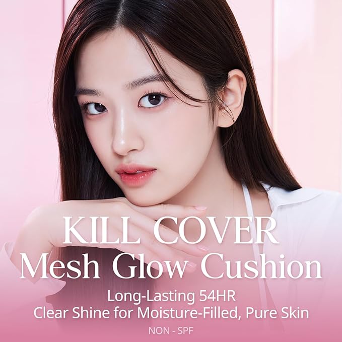 CLIO Kill Cover Mesh Glow Cushion Foundation ([Refill Included] 15g*2, 23N GINGER), Glass Skin, Long-Lasting, Lightweight, Buildable Coverage, Glowy Skin Makeup-Velvo Beauty