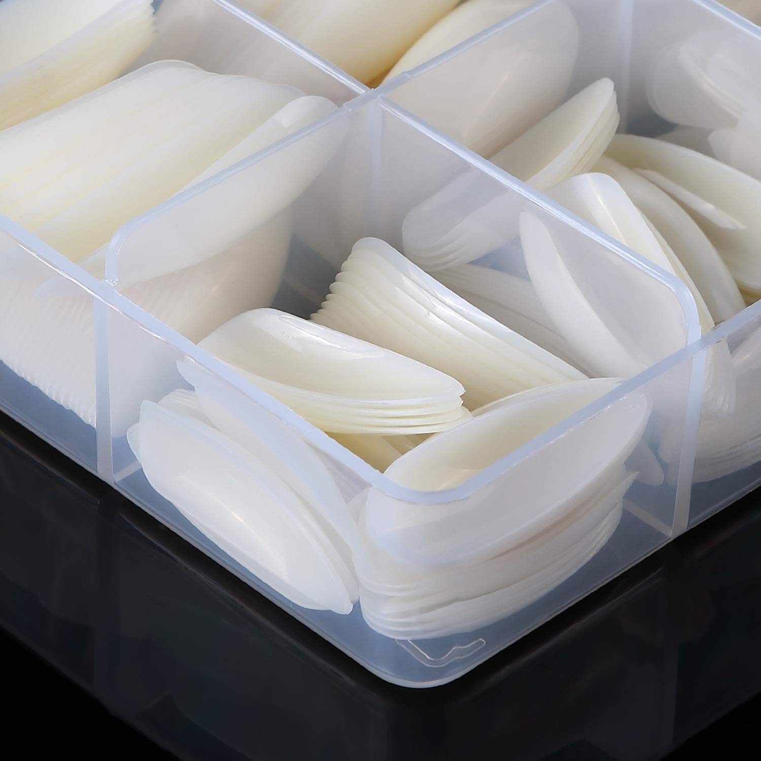 Stiletto Nail Tips,1000 PCS Artificial Full Cover Fake Nails Soft Gel Tips 10 Sizes with Box for Home DIY Nail Salon (Clear and Natural 5)-Velvo Beauty