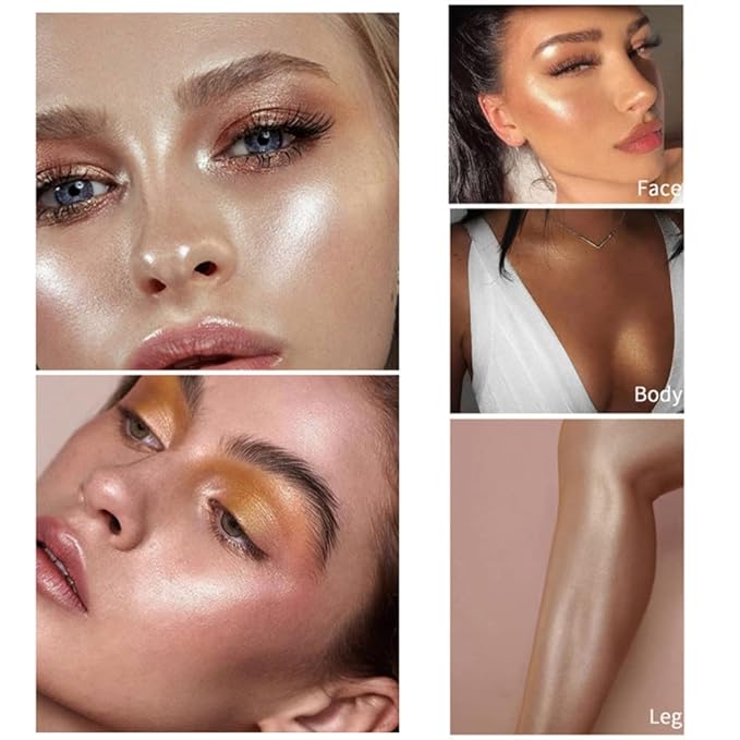 Highlighter Makeup Palette,Highlighter Palette Illuminator Powder Palette White Highlighter Baked Waterproof Long Lasting Brilliant Lighten Skin Color Face Contour Powder Makeup Highlighter-Velvo Beauty