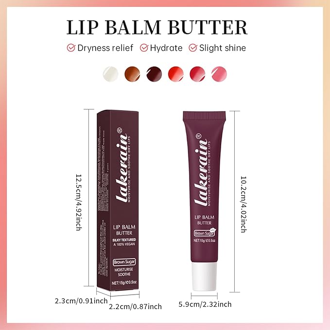 Erinde Lip Butter Balm, Moisture Hydration Lip Butter Gloss, Sheer Tinted Lip Mask and Lip Balm, Soothing Lip Treatment Care Makeup, Shine Lip Glow Oil for Dry, Chapped Lips, 03 Brown Sugar-Velvo Beauty