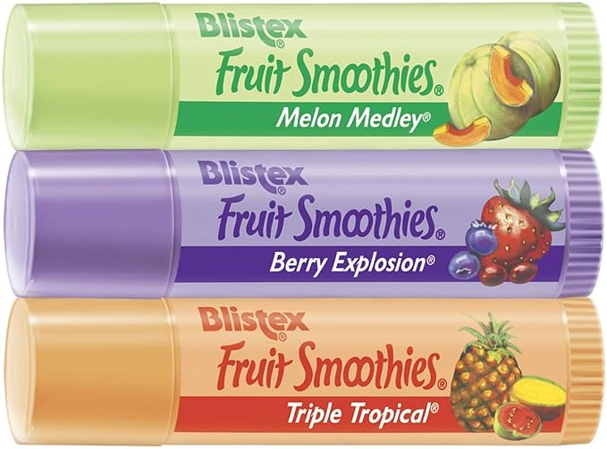 Blistex Fruit Smoothies Lip Moisturizers 3 Sticks 0.10 oz each Pack of 2-Velvo Beauty