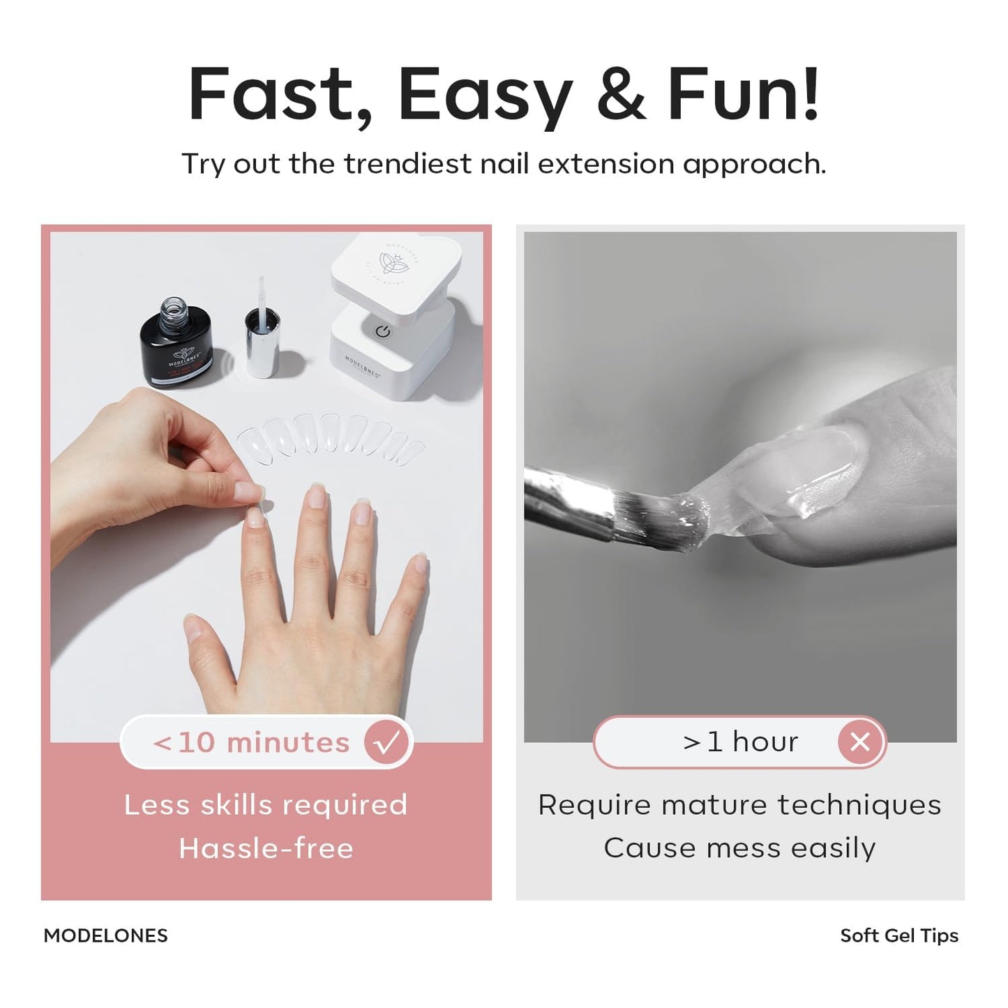 Modelones Extra Short Oval Round Nail Tips - 510Pcs Soft Fake Nails Tips Gel Pre-shaped Half Matte Full Cover No Filed False Extension Manicure Salon DIY at Home 15 Sizes-Velvo Beauty