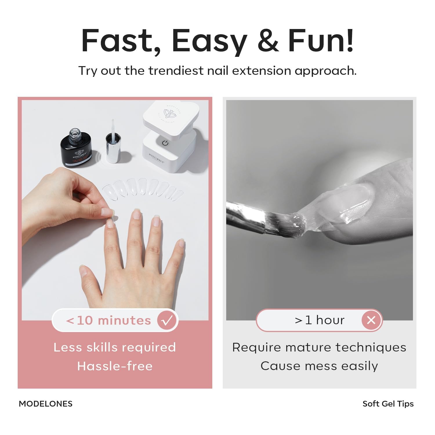 Modelones Extra Short Oval Round Nail Tips - 510Pcs Soft Fake Nails Tips Gel Pre-shaped Half Matte Full Cover No Filed False Extension Manicure Salon DIY at Home 15 Sizes-Velvo Beauty