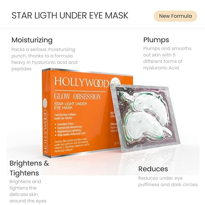 Anti-age under eye masks - With Hyaluronic Acid, Collagen & Vitamin C. Natural gel eye masks, under eye gel patches for dark circles & puffy eyes. Anti wrinkle skincare, hydrating & soothing. 20 pairs-Velvo Beauty