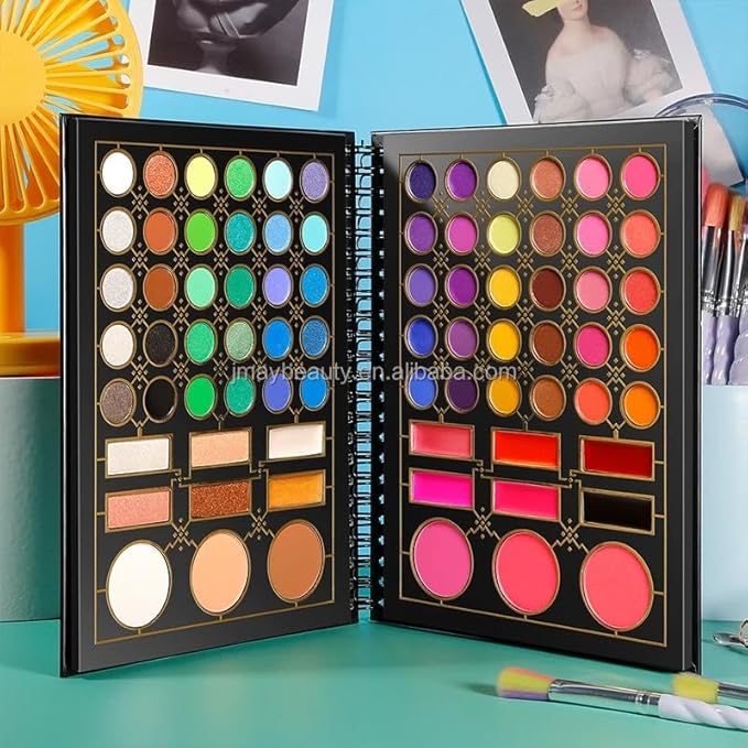 NATURAL GLARE makeup pallet All in one makeup pallet notebook contains 78 colors, setting powder, Bronze, Blush, Lipstick, ans of course our lovely eye shadows. the colors bring out all seasons.-Velvo Beauty