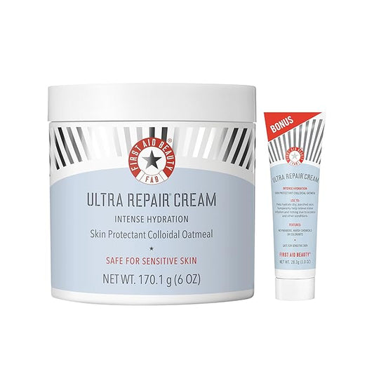 First Aid Beauty - Ultra Repair Cream, Intense Hydration Whipped Colloidal Oatmeal, Clinically Proven to Strengthen Skin Barrier in 7 Days & Helps Relieve Eczema, Luxury Moisturizer, 6 oz + Bonus, 2ct-Velvo Beauty