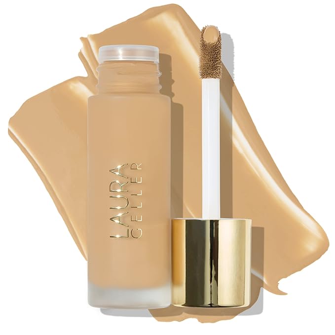 LAURA GELLER NEW YORK Double Take Liquid Foundation | Medium to Full Coverage, Natural Matte Finish, Golden Medium-Velvo Beauty