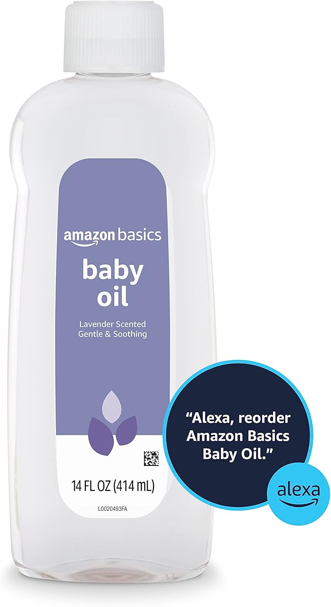 Amazon Basics Baby Oil, Lavender Scented, 14 Fl Oz (Pack of 4) (Previously Solimo)-Velvo Beauty