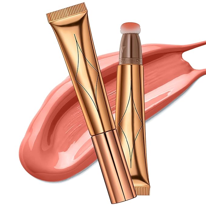 Contour Beauty Wand, Liquid Face Concealer Contouring Highlighter Blusher Stick with Cushion Applicator, Long Lasting Smooth Natural Matte Finish, Lightweight Blendable Super Silky Cream Contour Stick (02# Peach Pink)-Velvo Beauty