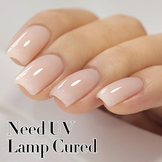 Double Rhythm 0.50 OZ Translucent Gel Polish Same Color Same Bottle Sheer Pastel Neutral Natural Milky 15 ML Jelly UV Nail Art DIY at Home (Beige Nude-A1511)-Velvo Beauty