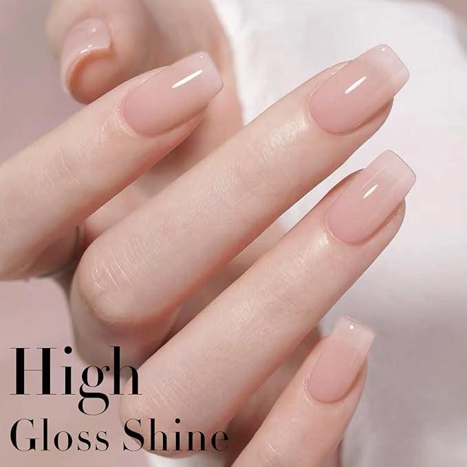 Double Rhythm Translucent Gel Polish Sheer Neutral Natural Light Milky Same Color Same Bottle 15ML Jelly Nail Polish Nail Art DIY at Home (Milky Pink-A1377)-Velvo Beauty