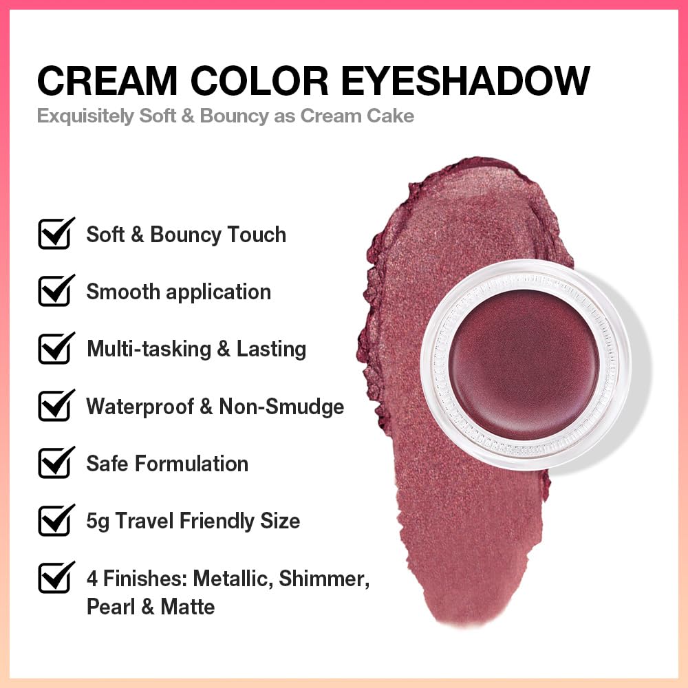 Kaely Single Cream Eyeshadow Pot, Orchid Shimmer Eye Shadow for Older Women High Pigmented Waterproof, Natural Eyeshadow Palette Makeup Brightener, sombras en crema para ojos, Blendable, 26-Velvo Beauty