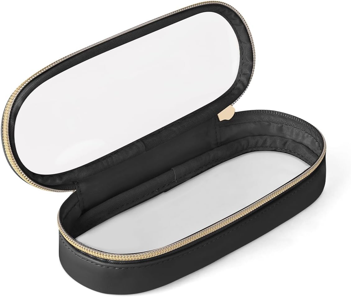 Clear Travel Makeup Brush Holder, Leather Makeup Brush Toiletry Bag, Portable Cosmetic Brush Case, Transparent Waterproof Makeup Brush Storage Bag, Black, Large-Velvo Beauty