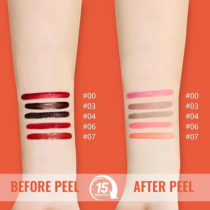 2pcs Lip Stain Peel Off - Lip Liner Stain Long Lasting Waterproof,2-in-1 Lip Liner with Tweezer Nude Matte,Non-Stick Cup,Highly Pigmented，Natural Finish,Stay On All Day,Perfect for Gift (Nude+Rose)-Velvo Beauty