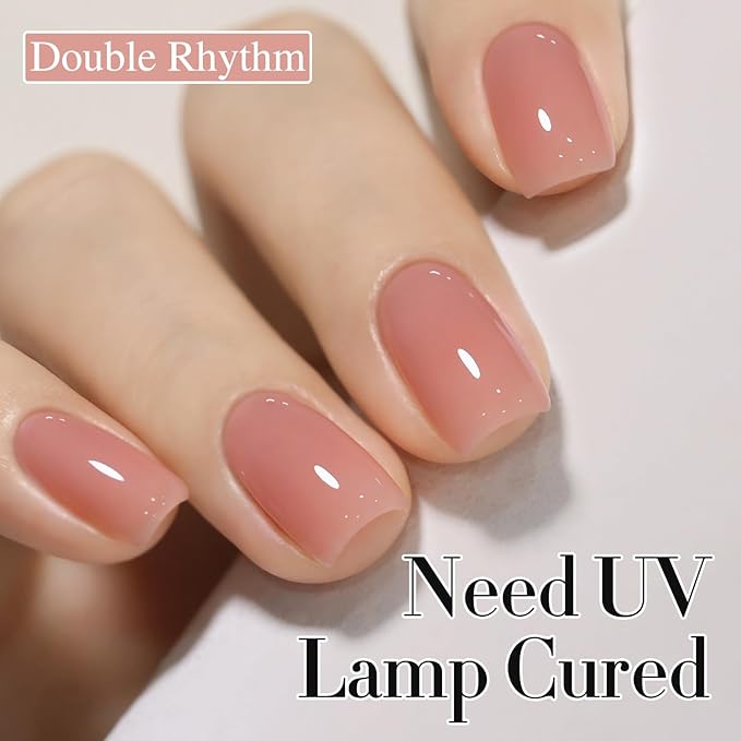 Double Rhythm 0.50 OZ Translucent Gel Polish Same Color Same Bottle Sheer Pastel Neutral Natural Milky 15 ML Jelly UV Nail Art DIY at Home (Light Pink-A1494)-Velvo Beauty
