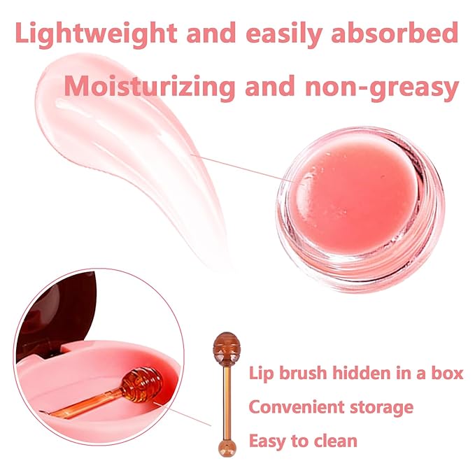 3 Pcs Bee Lip Balm Honey Pot, Coconut Watermelon Apple Lime Lip Mask Overnight, Moisturizing Lip Sleeping Mask, Hydrate Repair Prevent Dry Cracked Lip Exfoliator (Coconut +Watermelon+Apple Lime)-Velvo Beauty