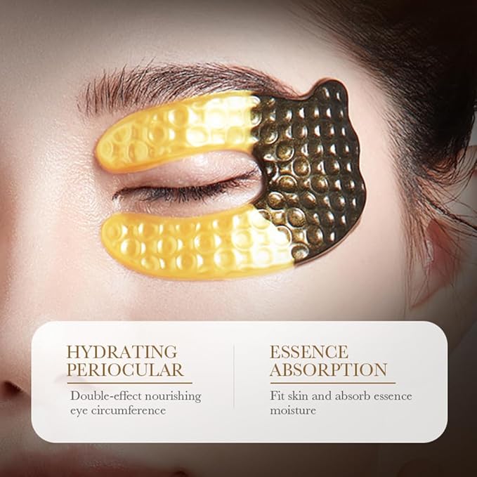 24K Gold Under Eye Patches (5 Pairs) - Black Truffle Under Eye Mask with Newly Upgraded 3D Wrap-around Design, Specifically for Canthus Wrinkles and Dryness Around the Eyes (Gold)-Velvo Beauty