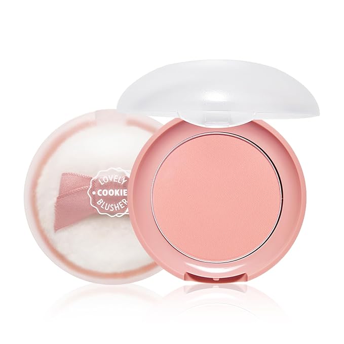 ETUDE Lovely Cookie Blusher #PK004 Peach Choux Wafers 4g | Glowing & Natural Powder Blush with Long-Lasting Sebum Control | Easy Application | Puffy Cushion for a Lovely Makeup Look-Velvo Beauty