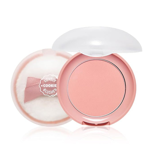 ETUDE Lovely Cookie Blusher #PK004 Peach Choux Wafers 4g | Glowing & Natural Powder Blush with Long-Lasting Sebum Control | Easy Application | Puffy Cushion for a Lovely Makeup Look-Velvo Beauty