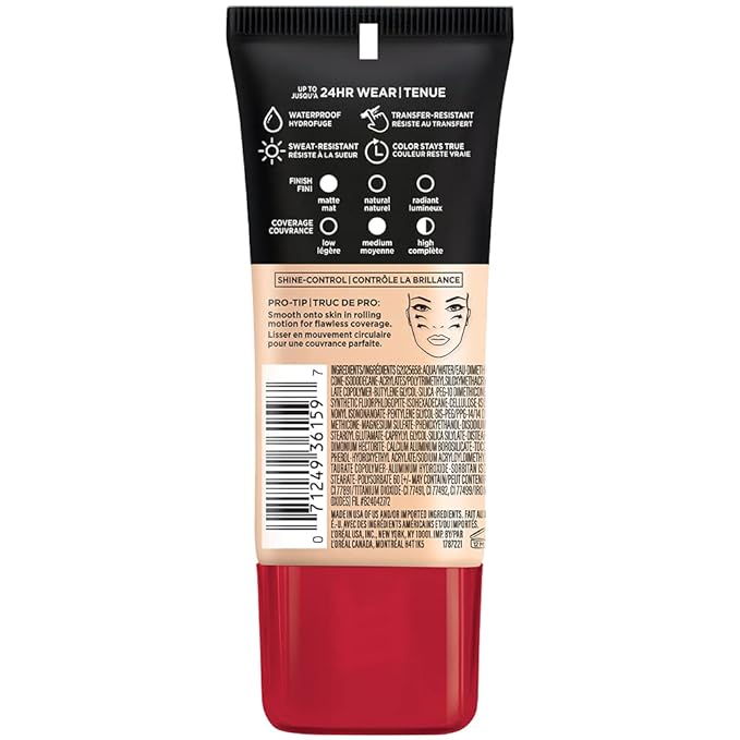 L'Oreal Paris Cosmetics Makeup Infallible Pro-Matte Liquid Longwear Foundation, Ivory Buff, 1 fl oz.-Velvo Beauty