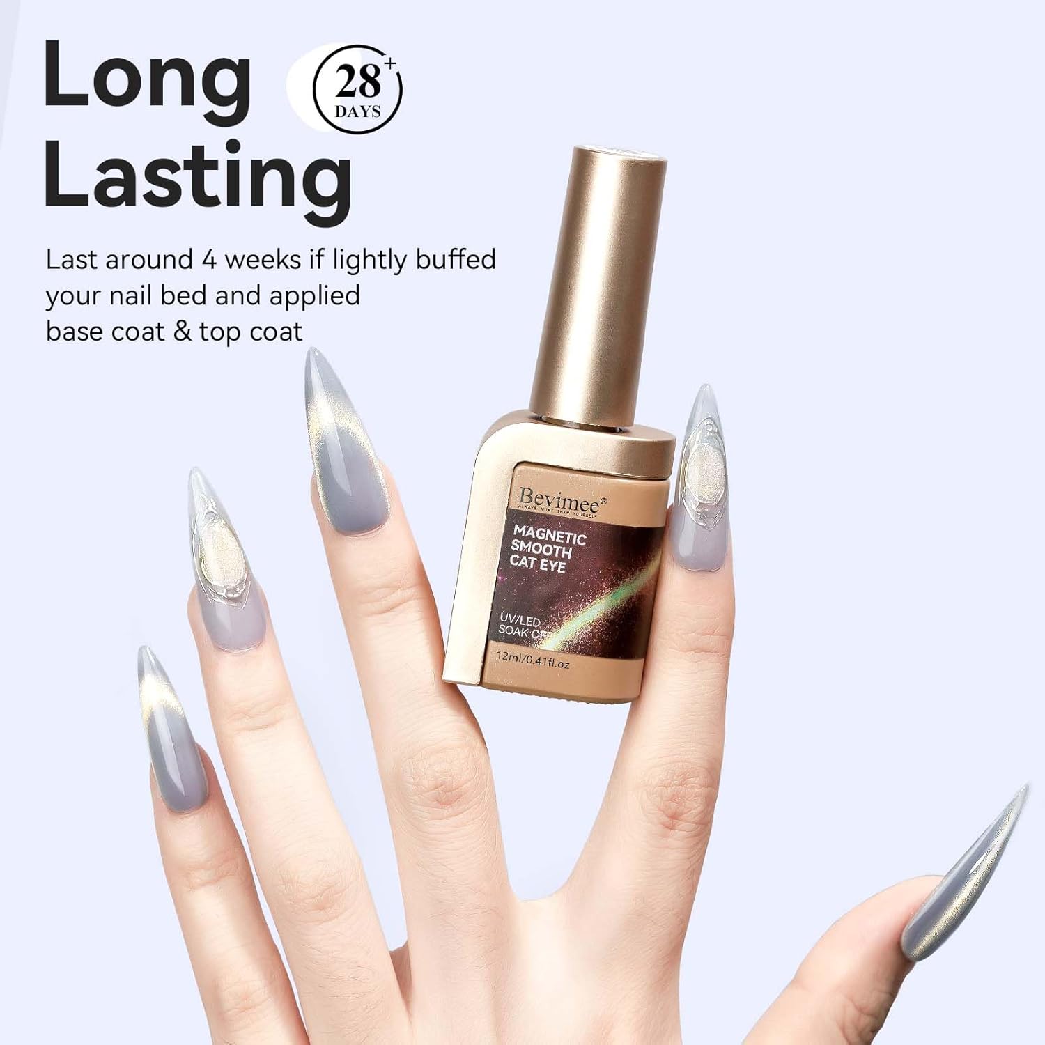 Silver Cat Eye Gel Nail Polish, Magnetic Nail Polish Glitter Holographic With Magnet Gold Shimmer Cateye Effect, UV Velvet Gel Nails Art Manicure Salon DIY Home, 12ML-Velvo Beauty