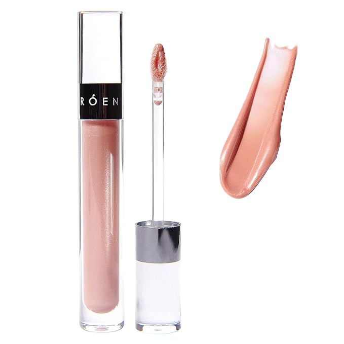 ROEN - Natural Kiss My Liquid Lip Balm Shimmer | Vegan, Cruelty-Free, Clean Makeup (RUMOR - Shimmery Light Pink)-Velvo Beauty