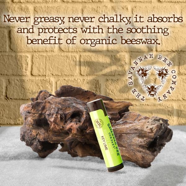 Savannah Bee Lip Balm Hanger 0.15 oz - Invigorating Mint Flavor - Natural Ingredients for Supple, Soft Lips - Convenient Hanger Design (.15 Oz, Key Lime)-Velvo Beauty