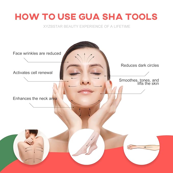Gua Sha Facial Tools Set of 3 Guasha Massage Tool Jade Gua Sha Scraping Massager for Face,Neck, Eyes and Body,Jade Stone Guasha Board 3 Packs (Speckled Jade)-Velvo Beauty