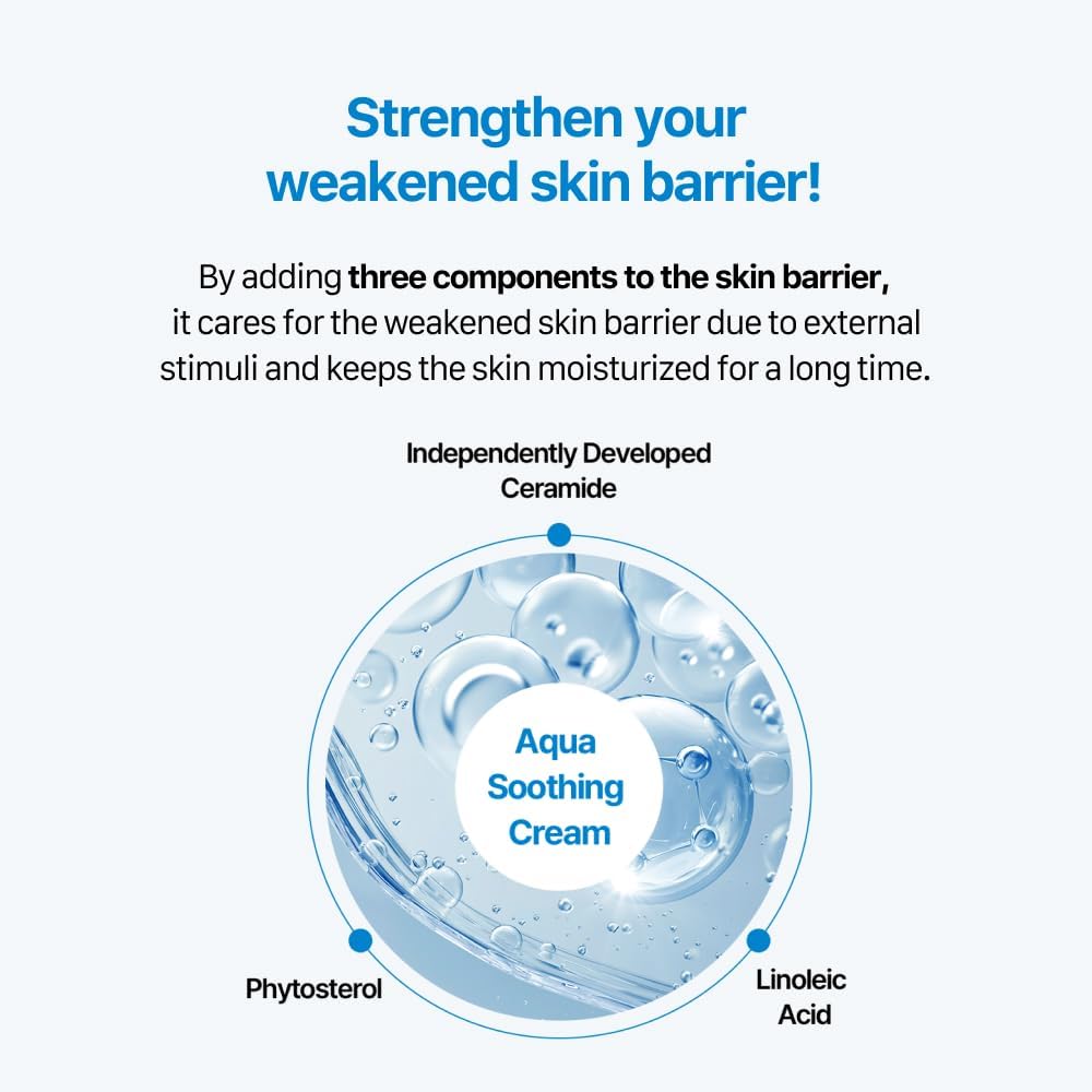 Real Barrier Aqua Soothing Cream 1.7 Fl.Oz. 50ml Hyaluronic Acid Facial Cream| Redness Relief Face Cream for Sensitive Skin | Face Moisturizer for Dry Skin| Calming Chamomile Extract| Korean Skincare-Velvo Beauty