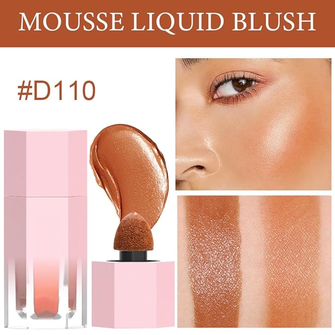 evpct 2Pcs Soft Cream Velvet Liquid Blush Makeup for Cheeks Lips, Moisturizing Lightweight Blendable Feel Waterproof Long-Wearing Smudge Proof Natural Matte Finish Looking Dewy Cheek Tint D110 & D112-Velvo Beauty