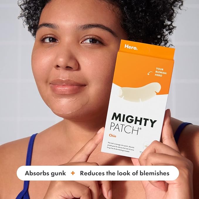 Hero Cosmetics Mighty Patch™ Chin Patch - XL Contoured Hydrocolloid Chin Patch for Blemishes and Pimples - Non-Irritating (10 Count)-Velvo Beauty